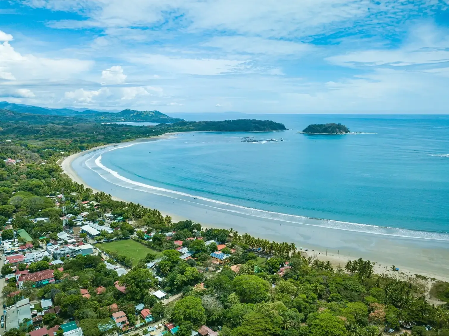 Aerial view of a Nosara beach
