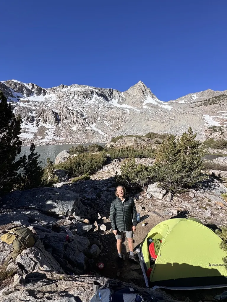 Backpacking at a mountain lake