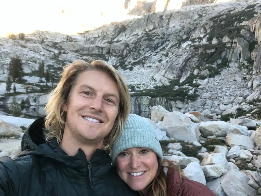 Trevor and Katelyn hiking at sunrise