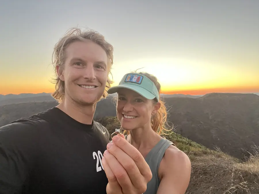 Trevor proposing to Katelyn at sunset